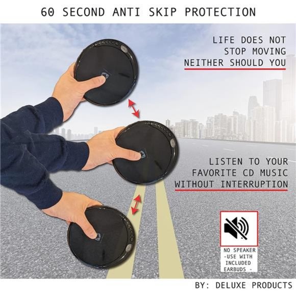 CD Player Portable with 60Second Anti Skip, Stereo Earbuds,Includes Aux in Cable - Picture 6 of 6